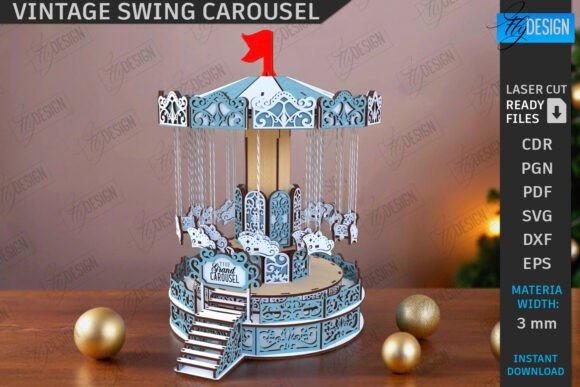 3D Christmas Carousel Laser Cut Puzzle: Winter Amp for Blog Graphics