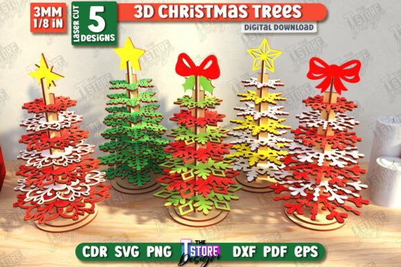 3D Christmas Tree Laser Cut Bundle CNC