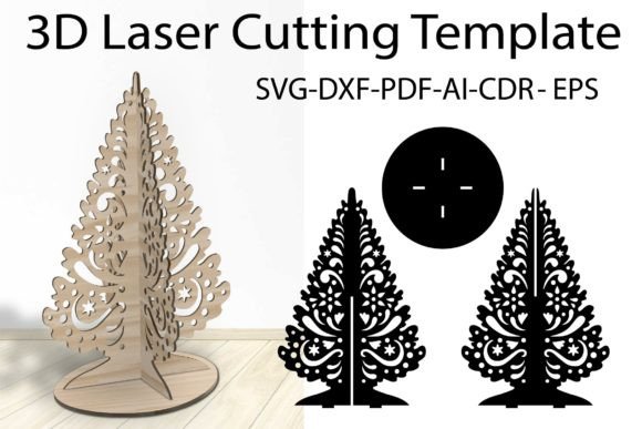 3D Christmas Tree SVG Laser Cut Template Graphics