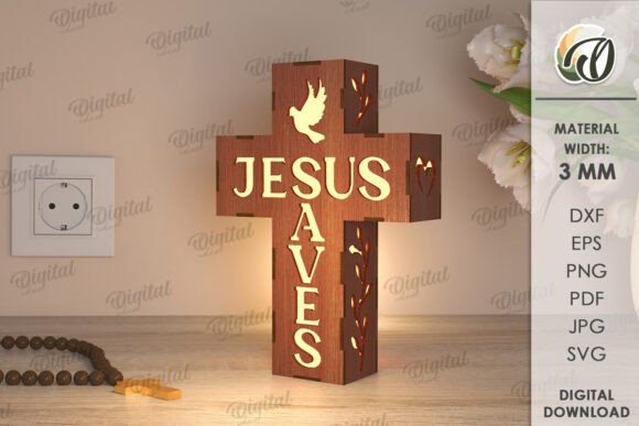 3D Cross Lamp Laser Cut: Branding for Other Celebrations
