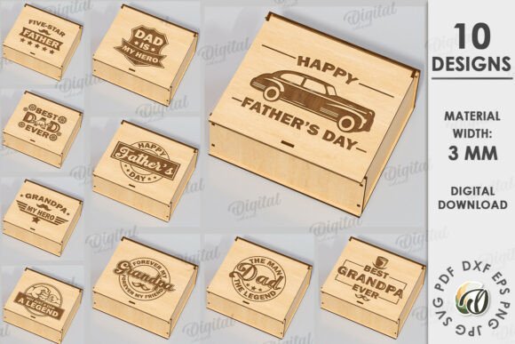 3D Father’s Day Gift Boxes Bundle: Laser Cutting for Father S Day