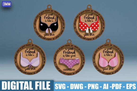 3D Funny Best Friend Ornament SVG DXF for Laser Cutting and Stands