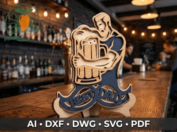 3D Layered Best Dad Beer 3mm Laser Cut