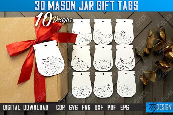 3D Mason Jar Gift Tags Bundle Paper Tags 3D SVG Shapes Review