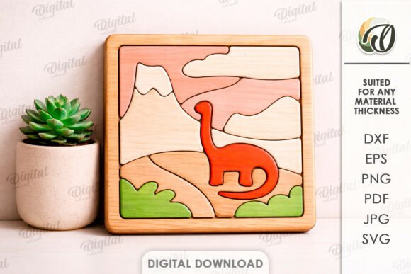 3D Mini Puzzle Decor Laser Cut. Dinosaur
