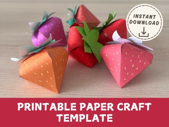3D Paper Strawberry Craft Template: 3D SVG Objects Review