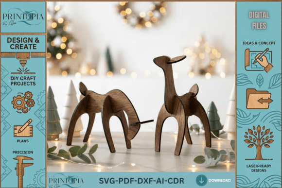3D Reindeer Laser Cut Files for Winter Amp & Laser Cutting Projects