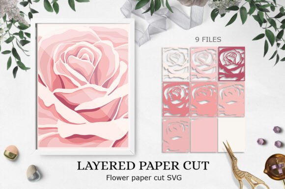 3D Roses SVG Rosess Layered Papercut