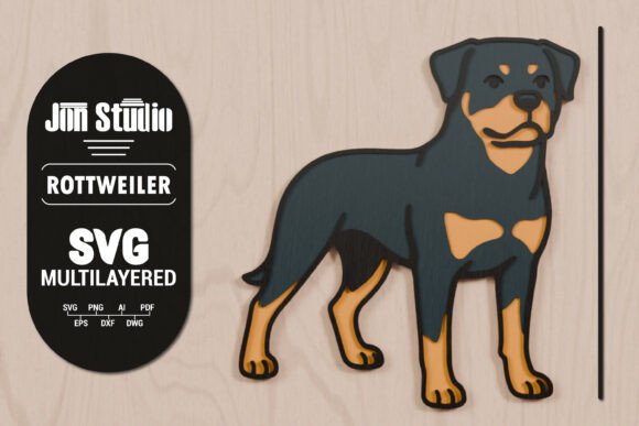 3D SVG Rottweiler Multilayered Papercut Graphics and Crafts