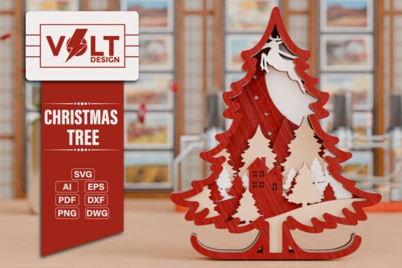 Christmas Tree 3D SVG Multilayered Cut for Laser Cutting