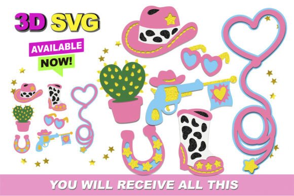 Cowgirl Pink 3D SVG Graphics for Crafts & Blogging