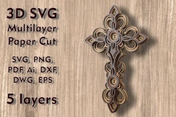 Cross 3D SVG Multilayer PaperСut Files Review
