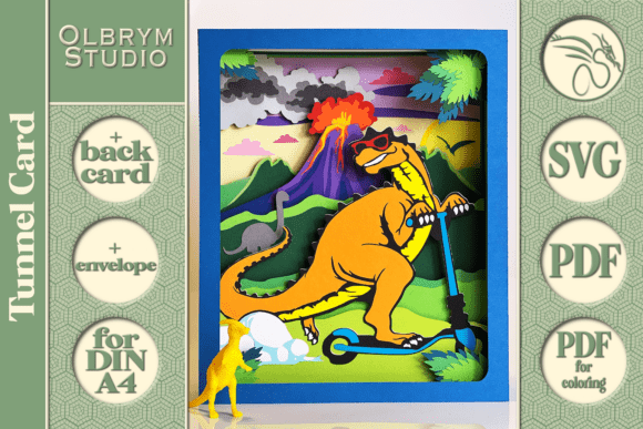 Dinosaur T Rex 3D Tunnel Card SVG