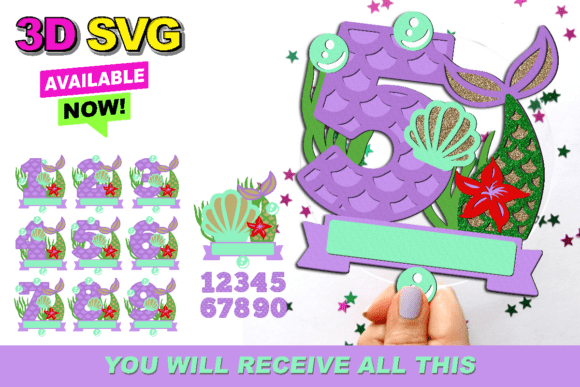 Mermaid Numbers Topper 3D SVG Graphics and Crafts Review
