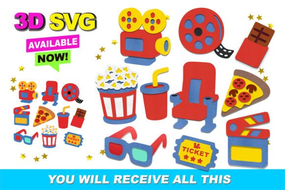 Movie Elements 3D SVG Graphics for Crafts