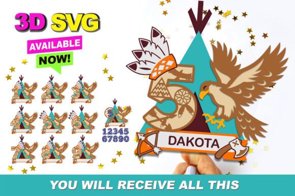 Native American Numbers Topper 3D SVG for Laser Cutting and Birthday Projects