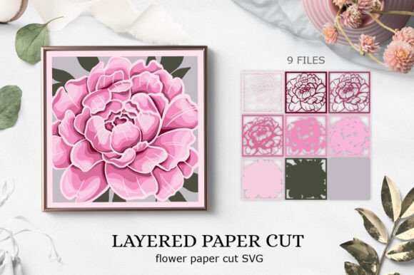 Peony Flower 3D Svg Files for Paper Flowers