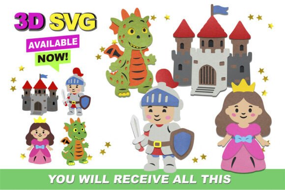 Princesses and Knight Elements 3D SVG Review