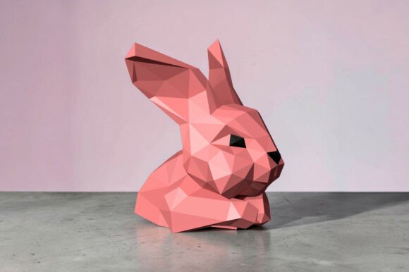 Rabbit Sculpture - 3d Papercraft: A Modern 3D SVG for Small Business Branding