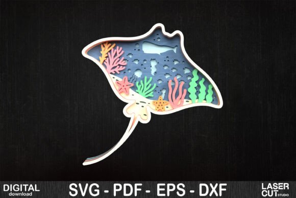 Reviewing 3D Layered Manta Ray Ocean Scene