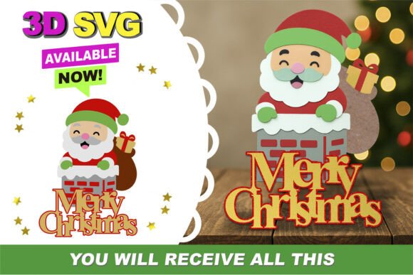 Santa Chimney Topper 3D SVG for Christmas Branding