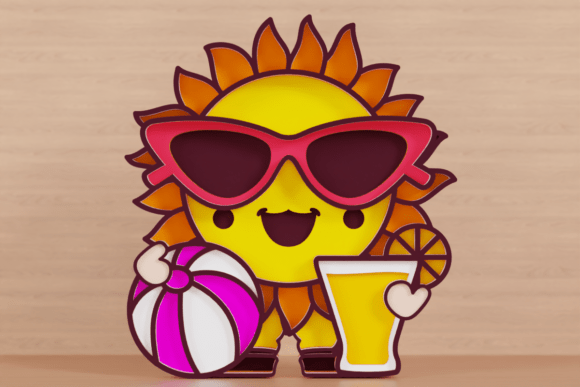 Summer Sun Layered 3D SVG