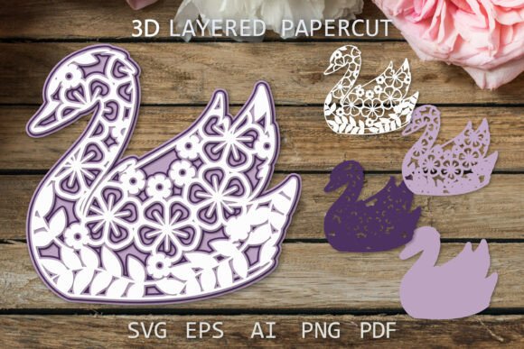 Swan 3D Paper Cut SVG, 3D Layered Paper