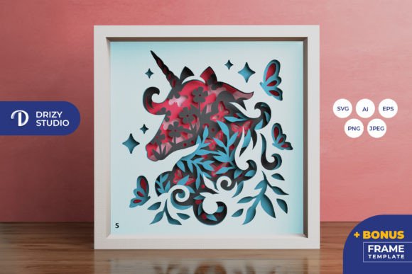 Unicorn with Flowers and Butterfly 3D SVG & Shadow Boxes Review