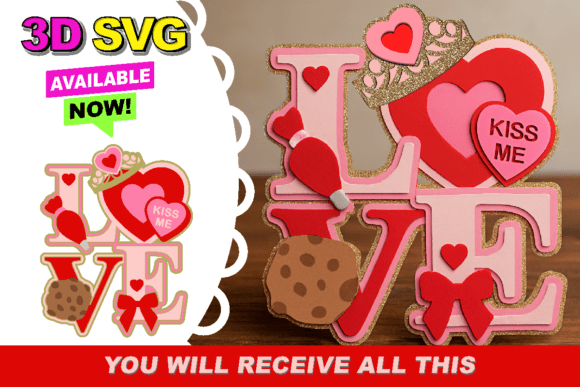 Valentines Day Love Topper 3D SVG Review