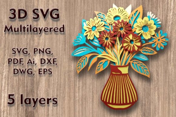 Vase with Flowers 3D SVG Multilayered Review
